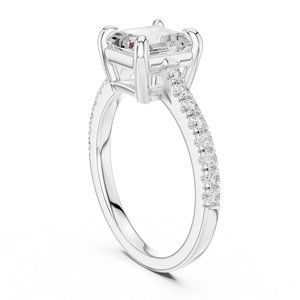 แหวนเพชรทรง Asscher คุณภาพเยี่ยม เพาะเลี้ยงในห้องปฏิบัติการ ได้รับการรับรองจาก GRA ทองคำขาว 14K แหวนวันครบรอบ ราคาสมเหตุสมผล - Product Image 3
