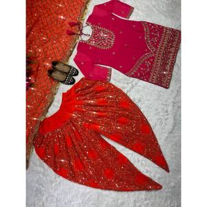 Salwar Kameez de créateur en polyester pour occasions spéciales, taille XL, avec haut, dhoti et dupatta - Product Image 4