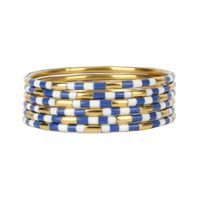 Brazaletes de Latón Chapado en Oro Hechos a Medida, Conjuntos de Brazaletes con Incrustaciones de Resina y Piedras de Colores, Joyería de Moda para Bodas