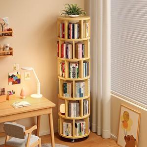 Rotating 360 Degree Modern Wood 6-Tier Space-Saving <b>Corner</b> <b>Bookcase</b> with Easy Access Storage for Living Room & Home Office - Product Image 1