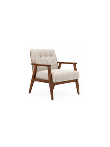 Sillón Moderno de Mediados de Siglo con Tapicería de Lino Acolchado y Patas de Madera para Muebles de Sala de Estar, Ecológico, Fácil de Reclinar - Product Image 2