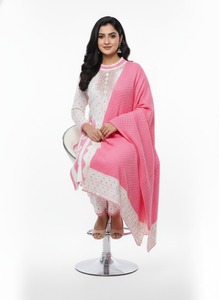 Premium Pink <b>Wool</b> Shawl <b>Wrap</b> Polka Dot Breathable Ethnic Scarf Textured Bollywood Style Winter Accessory for Festival Wear - Product Image 6