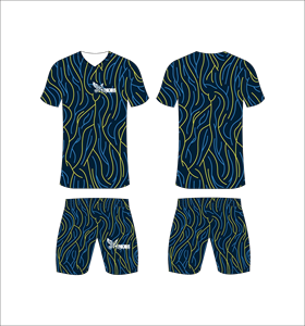Ensemble Maillot et Short de Football Personnalisé Sublimé à Motif Lignes Abstraites – Tenue Sportive Respirante pour Hommes - Product Image 1