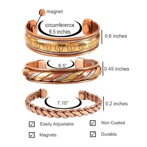 Lot de 3 Bracelets Magnétiques Bio en Cuivre Rouge, Motif Estampé Intricate et Tressage de Câble, Bracelets Souples - Product Image 4