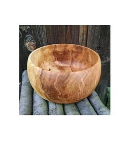 Elegante tazón redondo de madera para servir, frutero de madera maciza para centro de mesa - Product Image 1