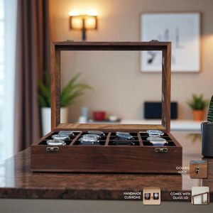 Wooden Watch <b>Box</b> for Men and Women 7-Slot Watch <b>Storage</b> & Organizer Jewelry <b>Box</b> Vintage Design - Product Image 4