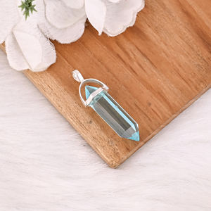 Collier pendentif crayon en argent sterling 925 fait main avec topaze bleue hydro, pierre précieuse, tendance pour fiançailles - Product Image 3