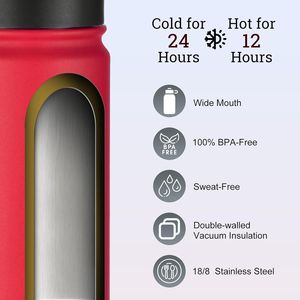 Bottiglia d'Acqua Isolata in Acciaio Inox da 24 oz con Coperchio con Cannuccia, Doppia Parete Sottovuoto, Senza BPA, Antigoccia, Mantiene il Freddo per 24 Ore - Product Image 2