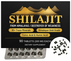 Tableta de Shilajit Puro del Himalaya OEM, Tableta en Polvo Seco, Más de 85 Minerales Traza Provenientes de 19,000 pies de Altura, Probada en Laboratorio para su Pureza, 90 Tabletas - Product Image 1