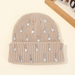 Gorro de Invierno Personalizado para Niños, Tejido con Encaje y Diamantes de Imitación, Estilo Casual Urbano, 100% Algodón - Product Image 4
