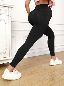 Custom Logo Women's Maternity Leggings Over The Bump Pregnancy Tights with Side Pocket for Yoga and Fitness - Product Image 2