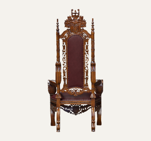 Chaise Trône de Luxe en Bois de Mahagoni Massif, Sculptée à la Main, Classique et Durable, Meuble d'Hôtel pour Salon et Appartement - Product Image 2