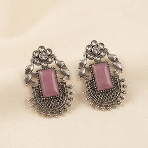 Pendientes Colgantes Vintage Tibetanos de Plata Bañada en Rodio con Piedra Rosa y Engaste de Bisel de Diamantes de Imitación, Joyería Religiosa para Mujer, Regalo para Fiesta - Product Image 2