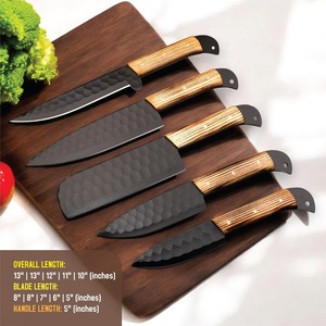 5PCS Viking Art Carbon Steel <b>Kitchen</b> <b>Knife</b> Set Handmade Chef <b>Knives</b> Ambidextrous Professional Cooking Wood Handles <b>Sharp</b> Durable - Product Image 2