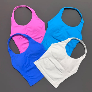 <b>Top</b> Selling Plus Size Women's Seamless High Support Brassiere Front Logo <b>Crystal</b> Adjustable Straps Solid Pattern 140g Yoga - Product Image 3