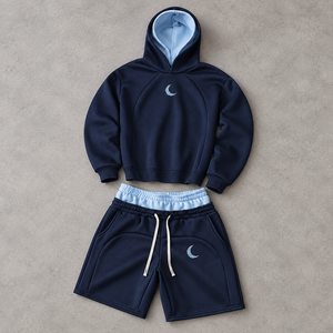 Conjuntos de Shorts con Cordón y Sudadera con Capucha a Juego, Ribete en Contraste, Estilo Diario, Ropa de Fin de Semana, Looks Urbanos, Surtido de Boutique - Product Image 1