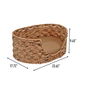 Panier-coussin ovale en jacinthe d'eau pour animaux de compagnie (chiens et chats), idéal pour la maison, l'hôtel, la station balnéaire, la chambre, le salon et le sol - Meilleures ventes en gros - Product Image 3