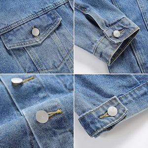 Regular Fit Heavyweight Cotton Eco-Friendly Breathable Vintage Casual <b>Trucker</b> Jean <b>Jacket</b> Outerwear with Flap Chest Pockets - Product Image 4