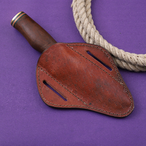 มีดล่าสัตว์/มีดปอกหนัง/มีดตั้งแคมป์ ใบมีดเหล็กดามัสกัส ด้ามไม้พะยูง ด้ามจับแบบซ่อน  รับผลิตตามแบบ OEM/ODM พร้อมปลอกหนัง - Product Image 6