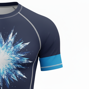 Maillot de compression à manches courtes personnalisé, tissu premium respirant, coutures durables, design sublimé, pour MMA, BJJ, surf et entraînement. - Product Image 3