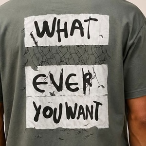 T-shirt gris à manches courtes et col rond pour homme, coupe classique, 100 % coton tricoté, style hip-hop, anti-boulochage, anti-rétrécissement, anti-plis, effet soyeux - Product Image 5