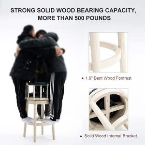 29.5 ''sgabello da Bar in legno in pelle bianca pezzo unico - Product Image 4