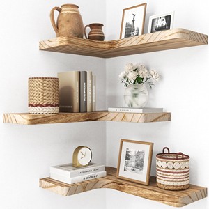 Bamboo <b>Floating</b> <b>Corner</b> <b>Shelves</b> for Living Room | Modern Three-layer Eco-Friendly Sustainable Wall <b>Shelves</b>-Wholesale - Product Image 1