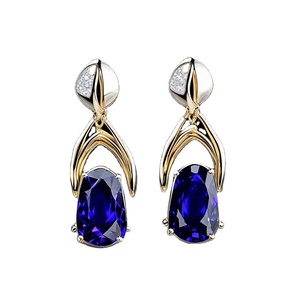 ต่างหู925หยดน้ำเงินสเตอร์ลิงสุดหรูสำหรับผู้หญิงเครื่องประดับแฟชั่นพลอยเพทายรูปหัวใจ - Product Image 1