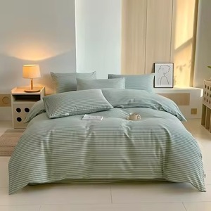 Ensemble de couette en coton à pois bleu clair, 400TC, 3 pièces, lavable, pour usage domestique, style simple - Product Image 2