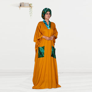 Kaftan en rayonne longueur ras du sol, léger et modeste, idéal pour l'Aïd et le Ramadan, avec poches latérales fonctionnelles, silhouette décontractée et élégance sans effort. - Product Image 2