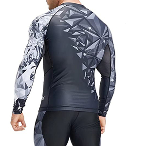 Best Quality <b>Men's</b> Breathable Long Sleeve Winter Rash Guard Heat-Transfer Printing Spandex/Polyester Material Customizable Logo - Product Image 4