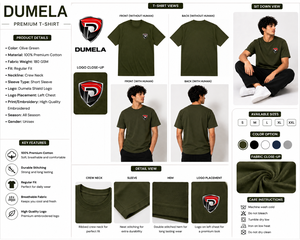 เสื้อยืดคอกลมแขนสั้นสีเขียวมะกอกสำหรับผู้ชาย Dumela ผ้าฝ้ายเนื้อแน่น ทรงปกติ ระบายอากาศได้ดี ป้องกันการเกิดขุย - Product Image 6
