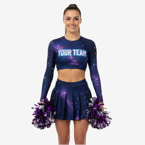 Uniforme de cheerleading personnalisé pour femmes, 2 pièces, haut court et short, sublimation, tenue d'entraînement pour équipe, uniforme de cheerleading pour entraînement - Product Image 2