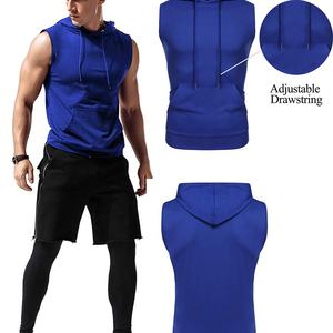 Custom <b>Men</b> Gym <b>Hoodie</b> Comfortable <b>Sleeveless</b> Kangaroo Pocket Hoodies for Man, 100% Cotton Workout Gym <b>Hoodie</b> - Product Image 4