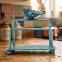 Étagère de rangement vintage en fonte bleue en forme d'oiseau, support rectangulaire en métal fait main pour table de cuisine, type sur pied