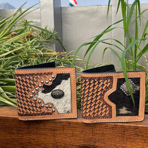 Cartera plegable de cuero genuino Premium 100% para hombre, estilo largo informal y lujoso con bloqueo RFID, diseño de piel de vaca de pelo de vaquero - Product Image 4