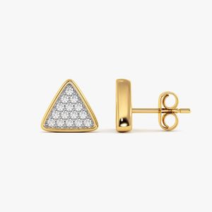 Pendientes de Oro Amarillo con Diamantes Cultivados en Laboratorio en Forma de Triángulo y Engaste de Pavé - Product Image 4