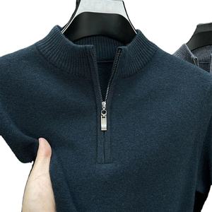 สตรีทแวร์เกาหลีคุณภาพสูงเสื้อสวมหัวซิปครึ่งตัวมีซิปสำหรับผู้ชายเสื้อฤดูหนาวสีทึบเนื้อหนาพิมพ์ลายขนแกะ6XL - Product Image 5