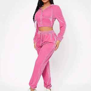 Survêtements d'hiver unisexes grande taille personnalisés, écologiques, légers, respirants, en velours, 2 pièces avec taille élastique et poches latérales - Product Image 6