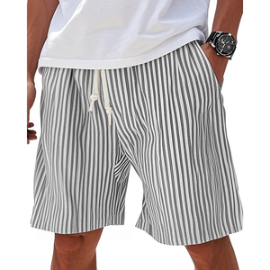 Minimalist <b>Men</b> Blue White Striped Beach Shorts Casual Drawstring Swim <b>Trunks</b> <b>For</b> Summer Daily Wear Vacation Oversized Shorts - Product Image 2