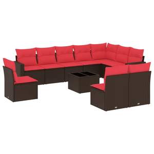 Juego de sofás de patio de ratán sintético marrón de 11 piezas con cojines, elegante colección de muebles para exteriores - Product Image 2