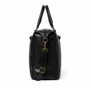 Sac de voyage week-end en cuir véritable grande capacité résistant à l'eau avec fermeture éclair noir de luxe - Product Image 5