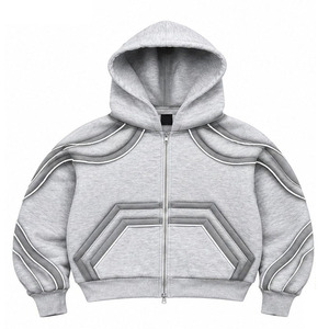 Conjunto de Sudadera con Capucha y Pantalones Deportivos Anchos de Algodón 100% Gris Sólido, Estilo Urbano Premium, Talla Grande, Personalizado, para Unisex, Ropa de Invierno - Product Image 2