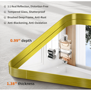 Specchio da Bagno Rettangolare da Parete in Vetro Temperato con Funzioni Antiappannamento e Antigraffio - Product Image 4
