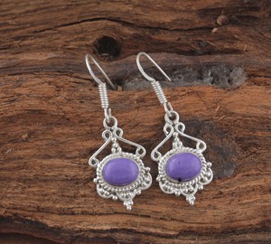 Pendientes de Plata de Ley 925 al por Mayor, con Turquesa, Estilo Bohemio Vintage de Lujo, con Filigrana, para Compromiso o Aniversario - Product Image 1