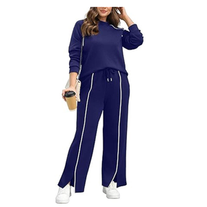 Ensembles de survêtements pour femmes, tenues d'automne 2 pièces avec pantalon large, ensemble assorti haut et bas, vêtements confortables pour femmes pour l'extérieur - Product Image 3