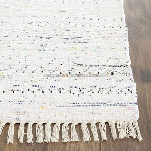 Handmade Eco-Friendly Recycled <b>White</b> Rectangle Carpet Designer Prayer Area <b>Rug</b> for Home Use <b>White</b> Floor Mats - Product Image 5