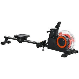 Vogatore d'acqua pieghevole per uso domestico con ruote, resistenza ad aria, monitor LCD e supporto per tablet per allenamento cardio in palestra, rosso - Product Image 1
