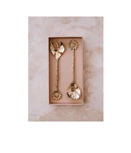 Cuchara y tenedor para ensalada de metal con mango ergonómico contemporáneo, ideales para servir de forma cómoda. - Product Image 2