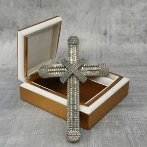 Colgante de Cruz de Moissanita Plateado con Diamantes Baguette, Estilo Hip Hop, Collar con Cruz, Joyería Religiosa Unisex, Regalo - Product Image 1
